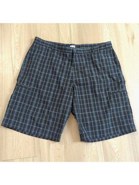 Mens Size 38 Adidas Black Gray And White Plaid Shorts Pockets Golf-lp603
